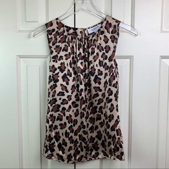 St. JOHN brown tan silk animal print sleeveless top XP - Picture 1 of 7